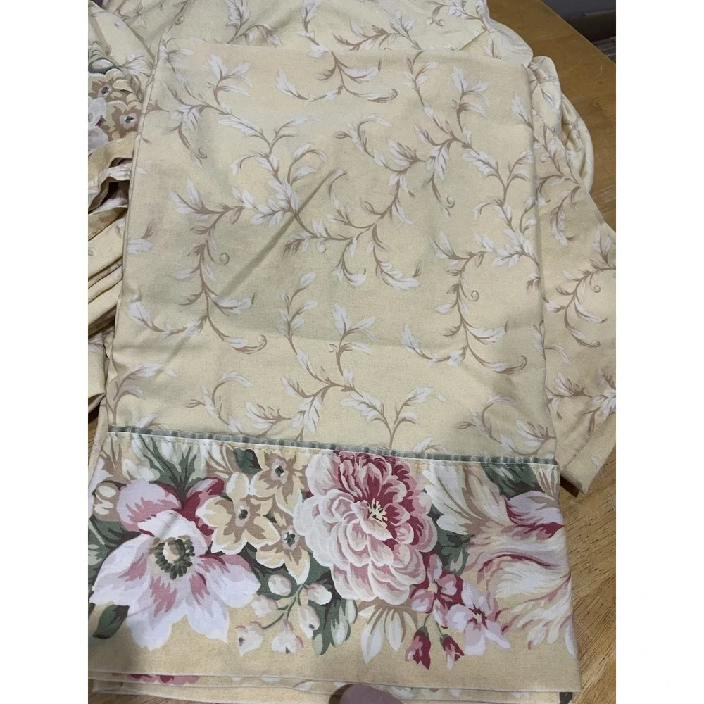 Croscill Rose‎ Floral Yellow Full Sheet Set Flat Fitted Pillowcases Cottagecore